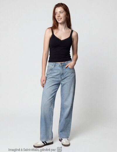 Jean Lenny wide leg standard denim triple stone