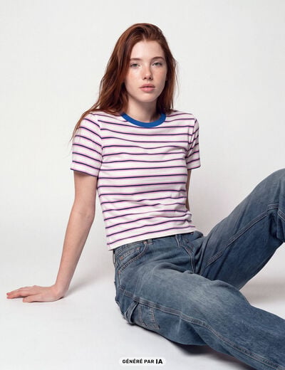 T-shirt ajust&eacute; manches courtes blanc