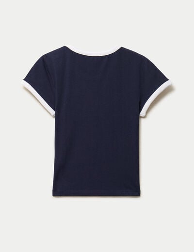 T-shirt col rond manches courtes bleu marine