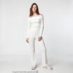 Pantalon flare stretch taille standard ecru