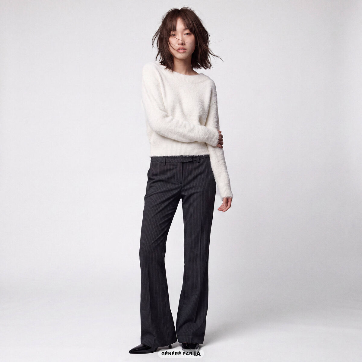 Pantalon bootcut stretch taille standard gris fonc&eacute;