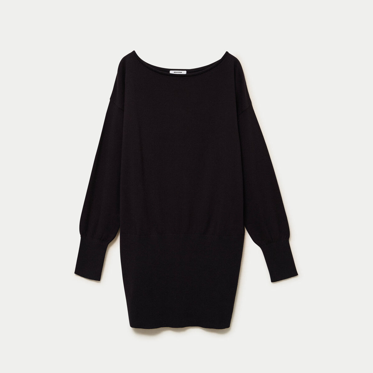 Robe pull col bateau manches longues noir