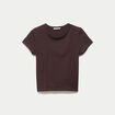 T-shirt ajust&eacute; col rond manches courtes marron fonc&eacute; ado