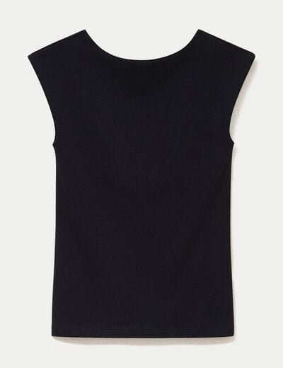 Top ajust&eacute; sans manches d&eacute;collet&eacute; dos noir