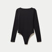 Body ajust&eacute; d&eacute;collet&eacute; manches longues noir