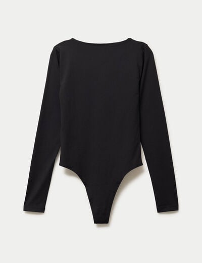 Body ajust&eacute; d&eacute;collet&eacute; manches longues noir