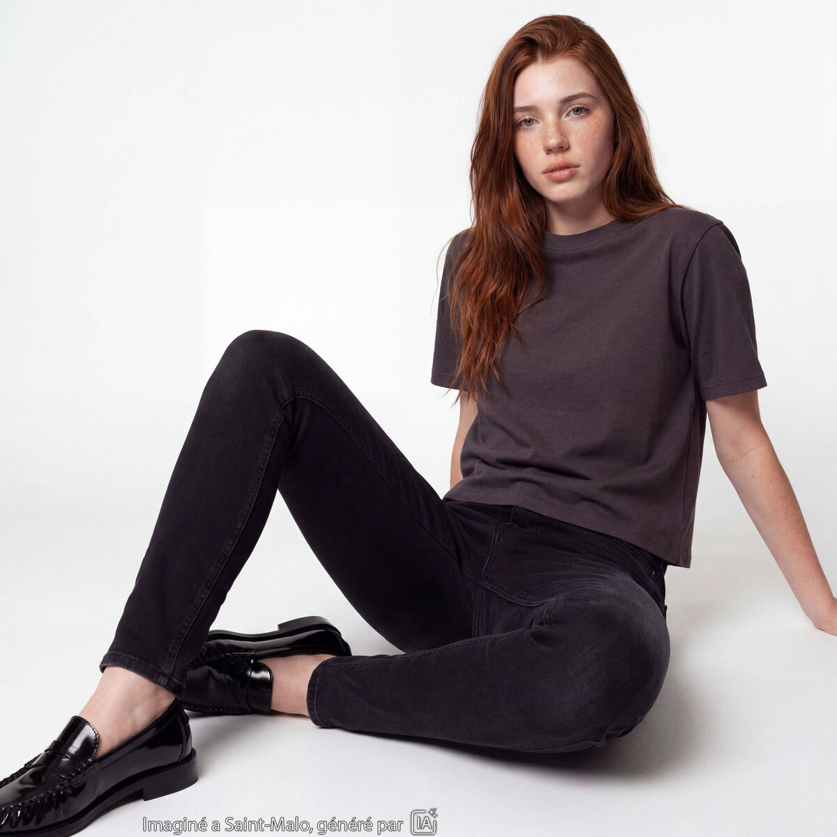 Jean skinny taille standard denim noir ado