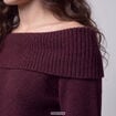 Pull col bardot manches longues bordeaux