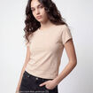 T-shirt ajust&eacute; col rond manches courtes marron clair ado