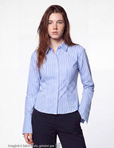 Chemise ajust&eacute;e manches longues bleu ciel
