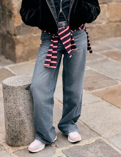 Jean Lenny wide leg taille basse denim double stone