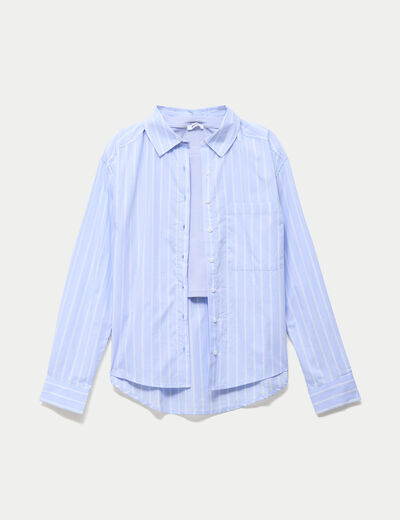 Chemise oversize longue 2-en-1 bleu ciel ado