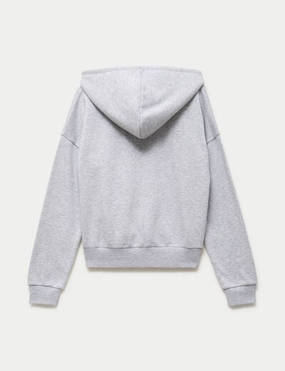 Sweat oversize court &agrave; capuche gris clair ado