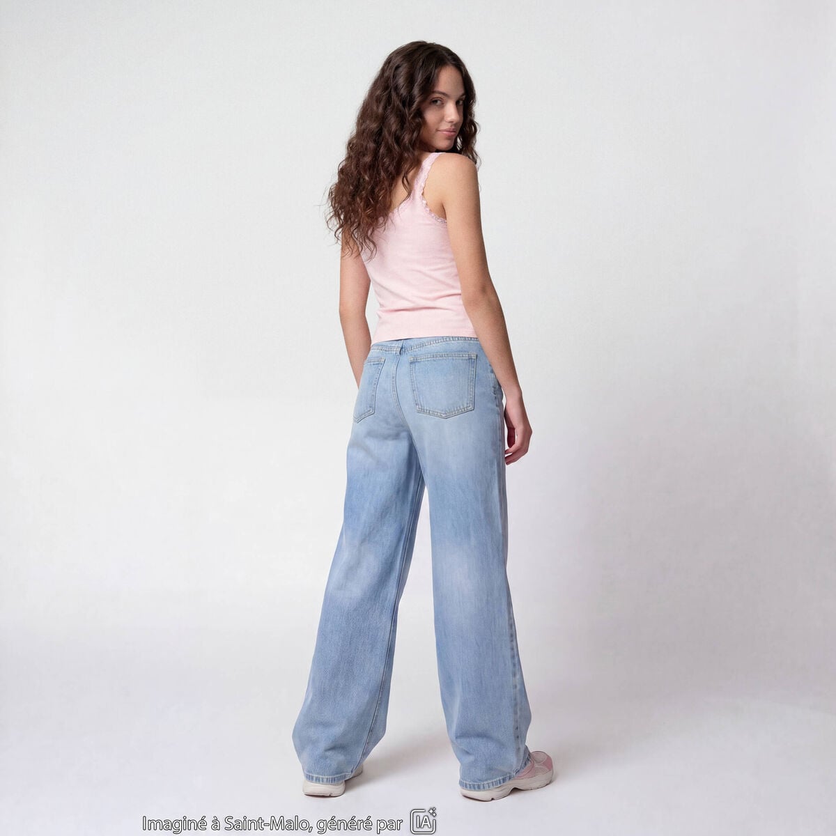 Jean Lenny wide leg taille standard denim triple stone