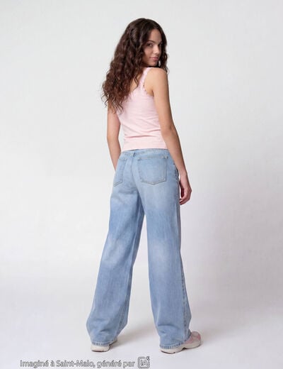 Jean Lenny wide leg taille standard denim triple stone