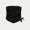 Top ajust&eacute; cropped &agrave; sequins noir