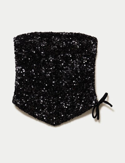 Top ajust&eacute; cropped &agrave; sequins noir