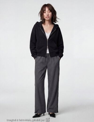 Pantalon bootcut fendu taille standard gris fonc&eacute;