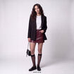 Jupe-short en similicuir bordeaux