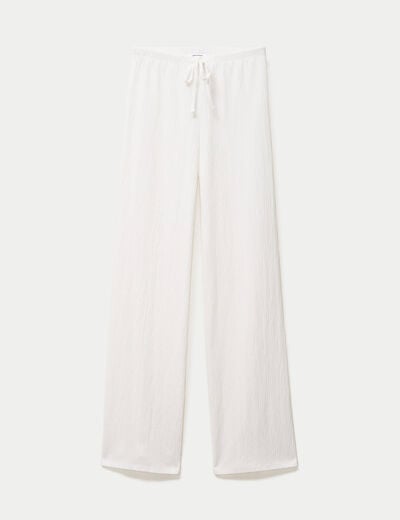 Pantalon large taille standard ecru ado