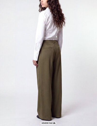 Pantalon coupe large taille standard vert kaki