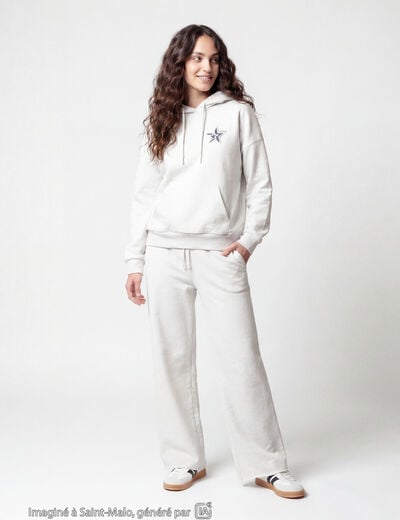 Jogging large en maille ecru
