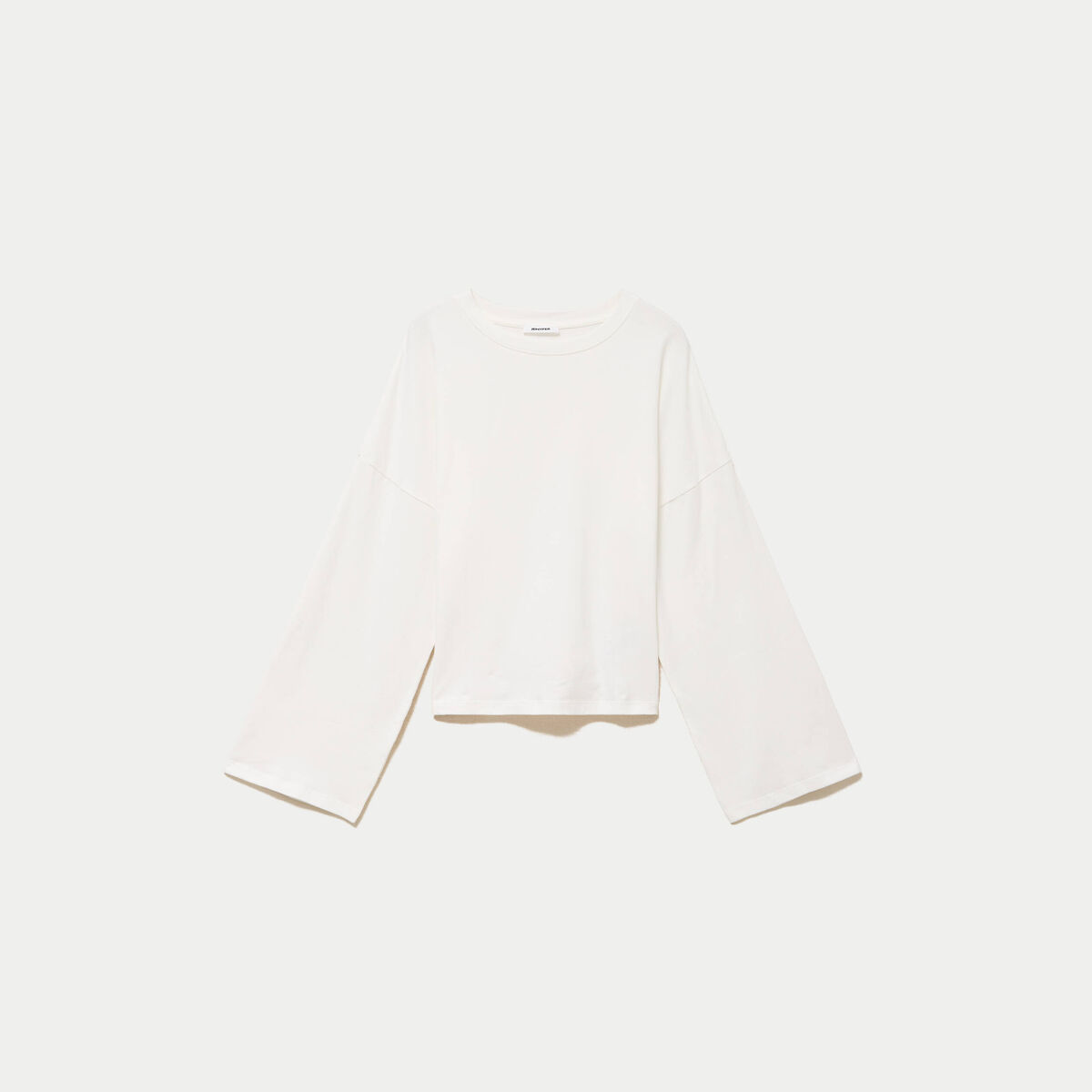 T-shirt cropped bas resserr&eacute; ecru