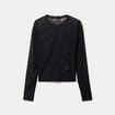 Top court droit manches longues dentelle noir