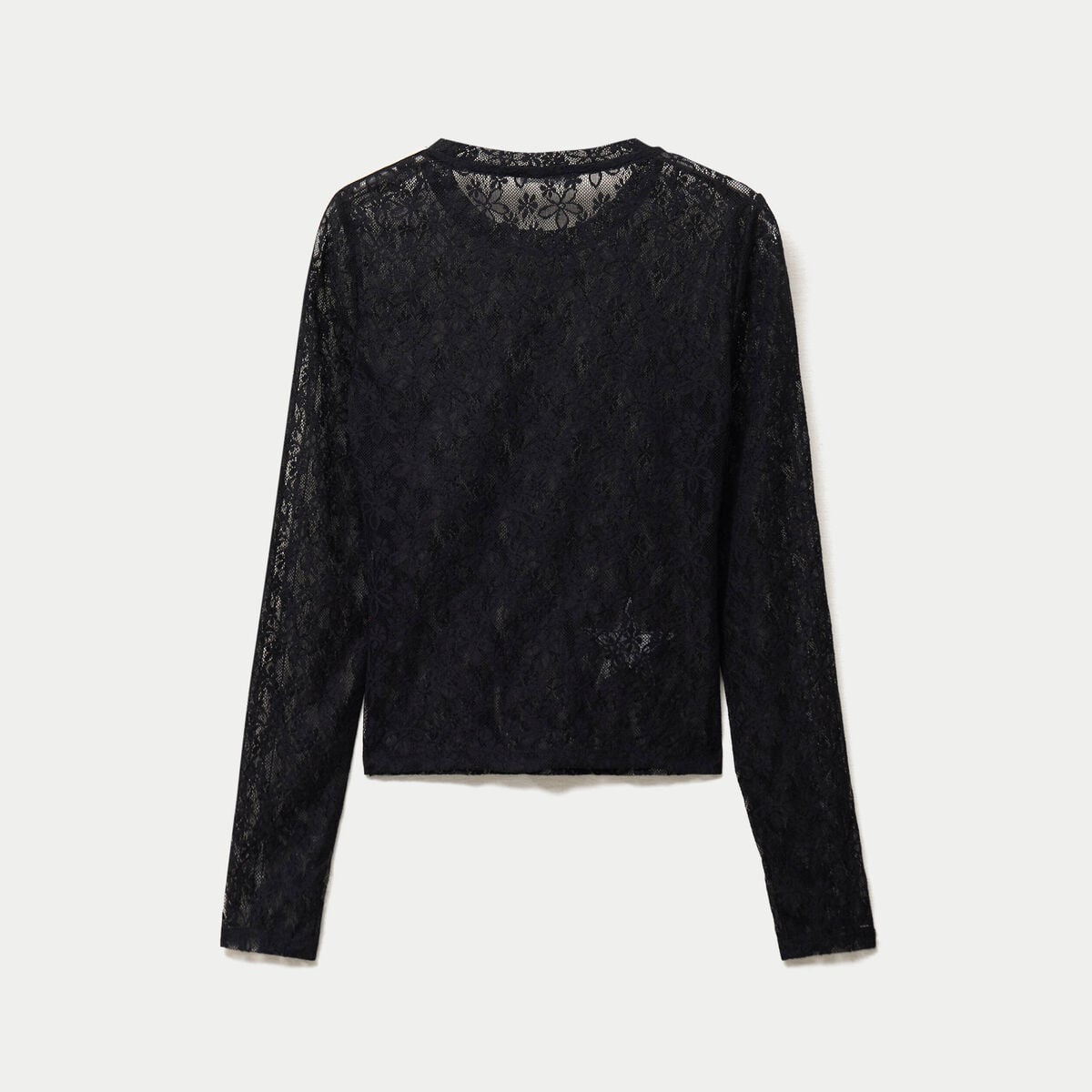 Top court droit manches longues dentelle noir