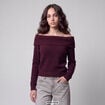 Pull col bardot manches longues bordeaux