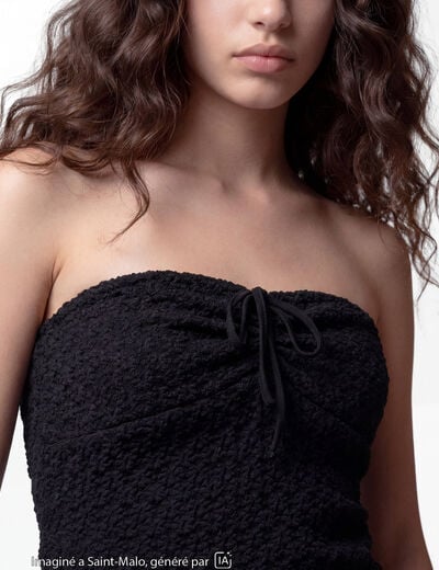 Bandeau ajust&eacute; sans manches dentelle noir ado