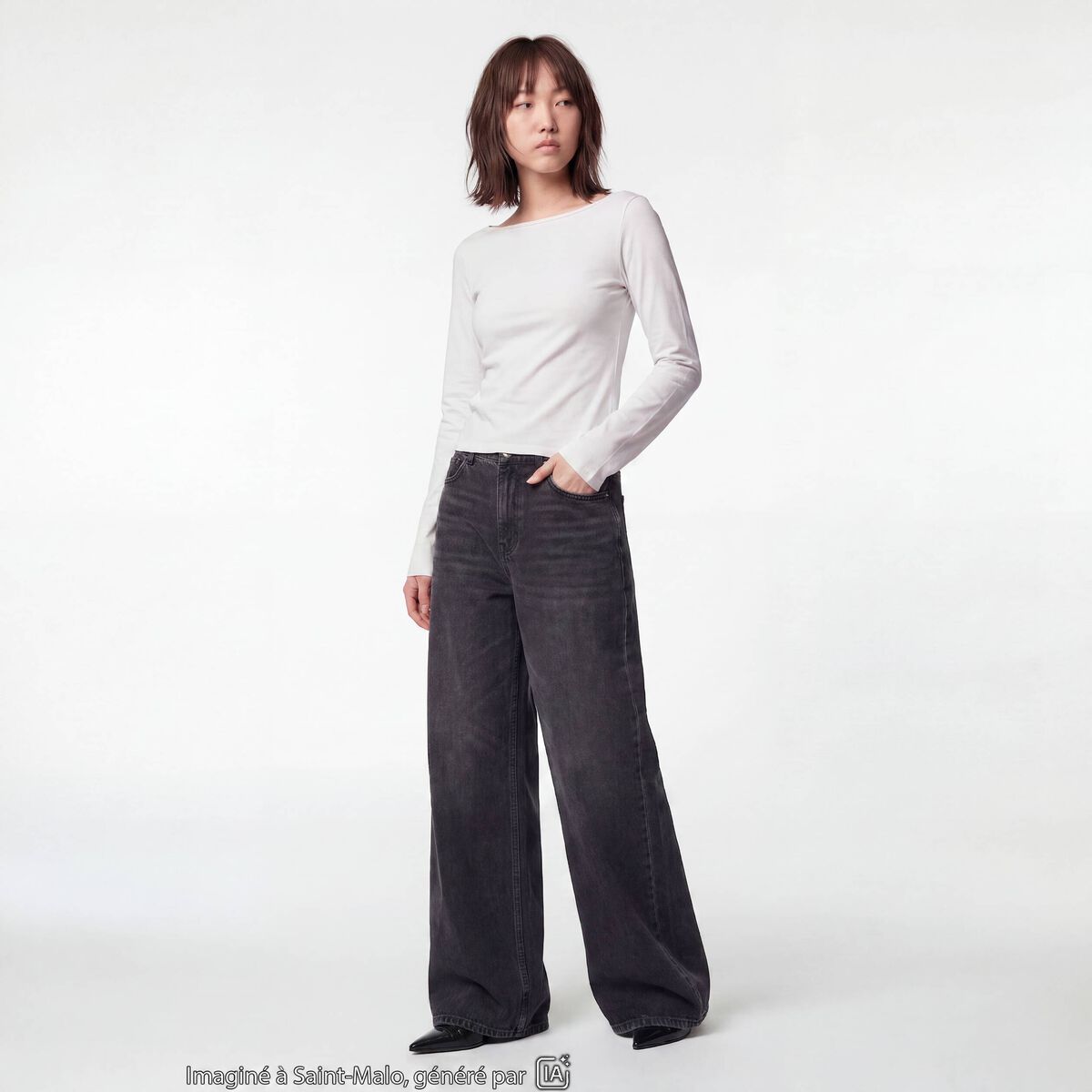 Jean Max loose taille basse denim noir
