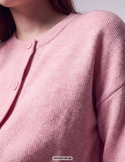 Gilet ajust&eacute; cropped manches longues rose