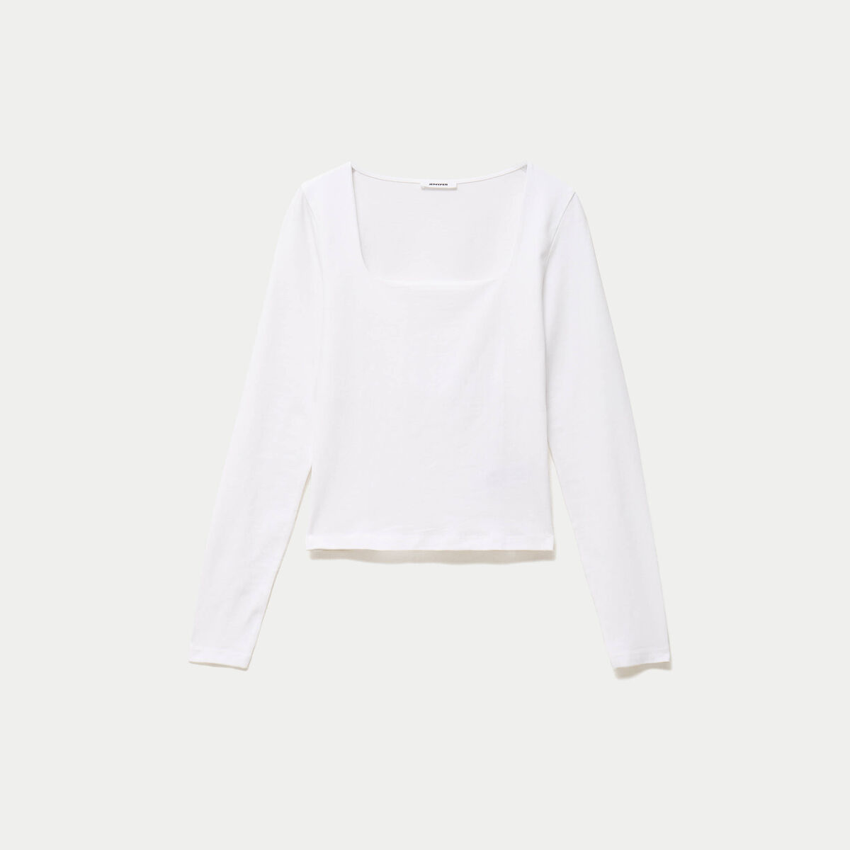 T-shirt ajust&eacute; d&eacute;collet&eacute; manches longues blanc