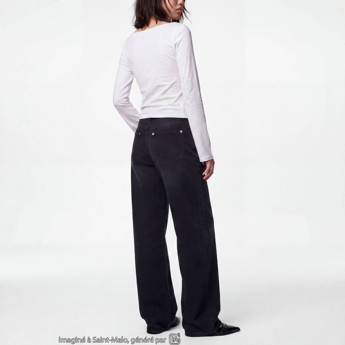 Jean Max loose taille basse denim noir