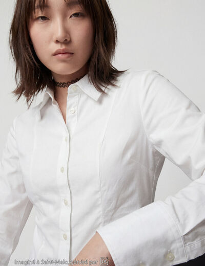 Chemise ajust&eacute;e courte col classique ecru