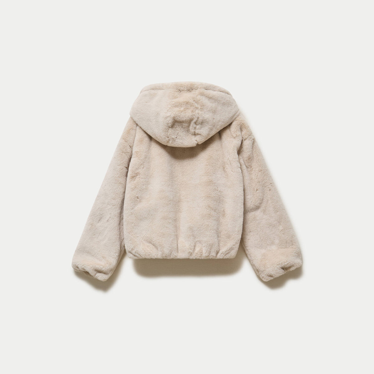 Blouson capuche fausse fourrure ecru
