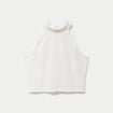 Crop top ajust&eacute; sans manches brillant ecru