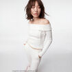 Top ajust&eacute; cropped manches longues ecru