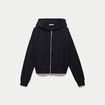 Sweat oversize court &agrave; capuche noir ado