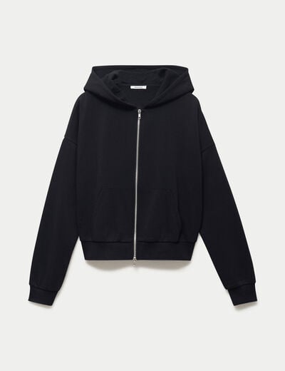 Sweat oversize court &agrave; capuche noir ado