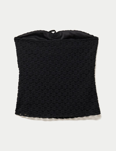 Bandeau ajust&eacute; sans manches dentelle noir ado