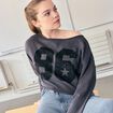 Sweat oversize cropped col bateau gris