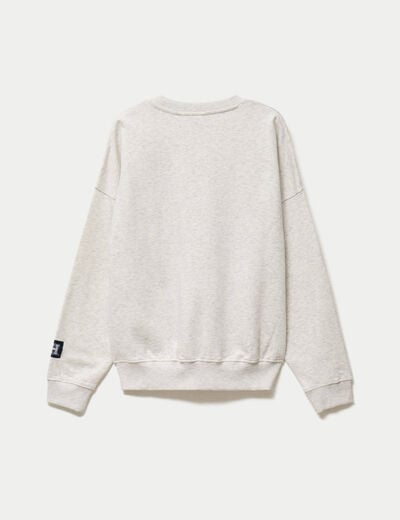 Sweat col rond manches longues blanc