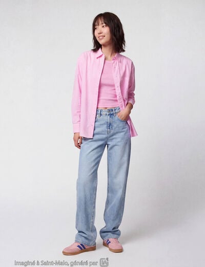 Jean Tom regular taille haute denim bleach