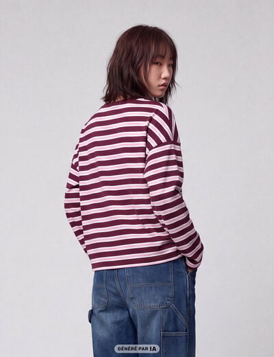 T-shirt manches longues bordeaux