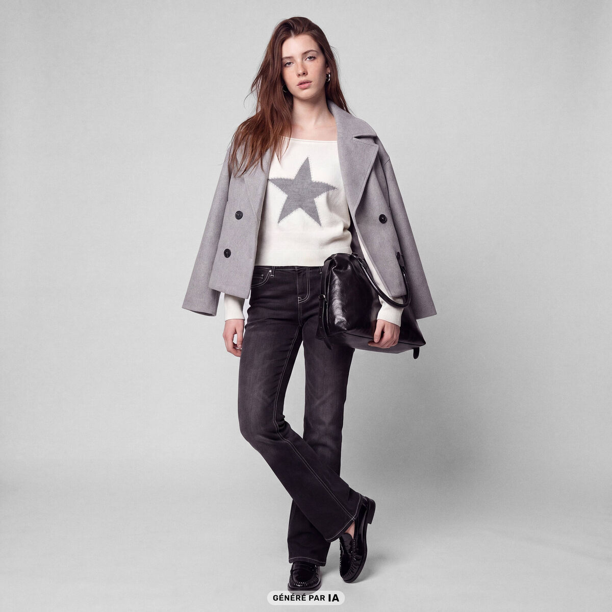 Jean Zoe bootcut taille basse broderie denim noir