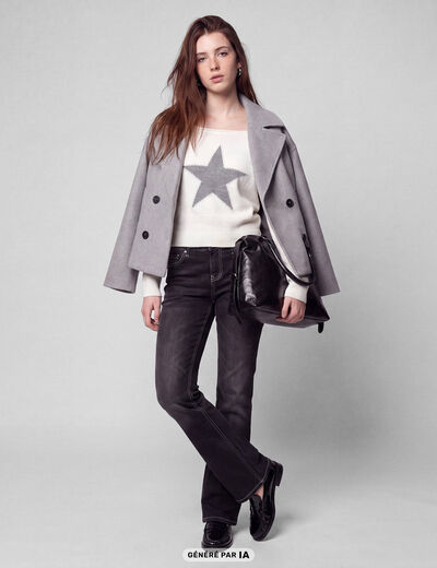 Jean Zoe bootcut taille basse broderie denim noir