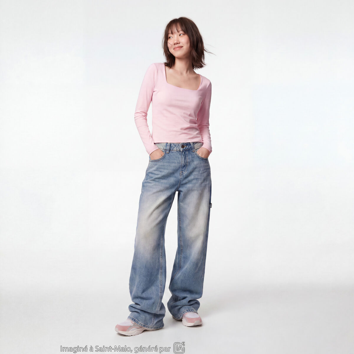 Jean Max loose taille standard denim bleach