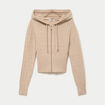 Gilet &agrave; capuche manches longues beige